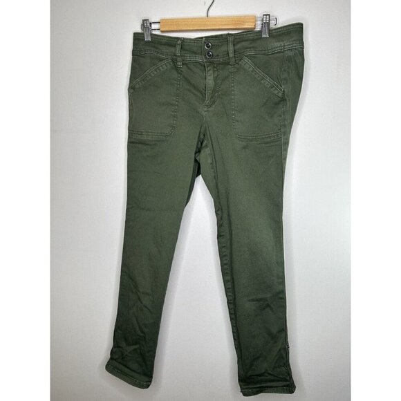Torrid Plus Aviator Crop twill olive green Capri pants Pockets Size 10 - Picture 2 of 15